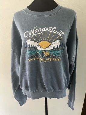 The American Outdoorsman Wanderlust Graphic Sweatshirt Gray Pullover Camping LRG